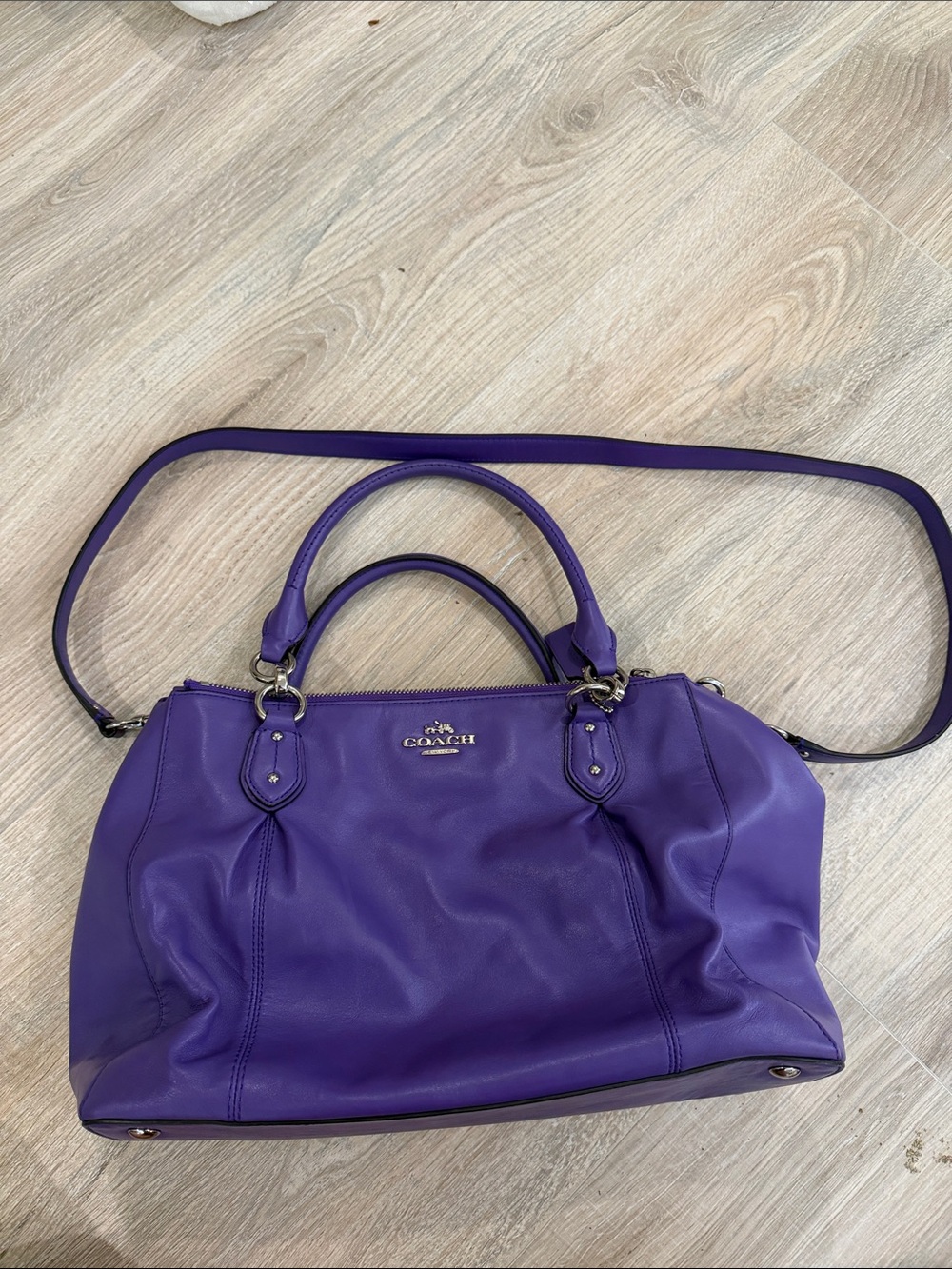 Coach Purple Leather Satchel with Removable Strap